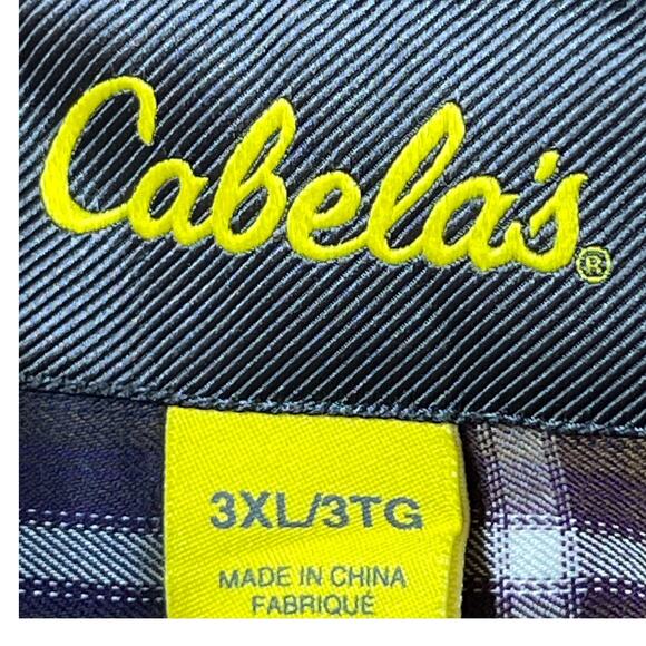 Cabela’s Men’s 2XL Brown Blue Plaid Long Sleeve Button Front Flannel Shirt Fall - Picture 3 of 7